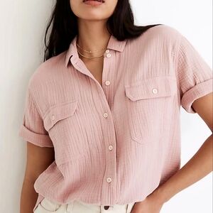 Madewell Short-Sleeve Flap-Pocket Cotton Shirt